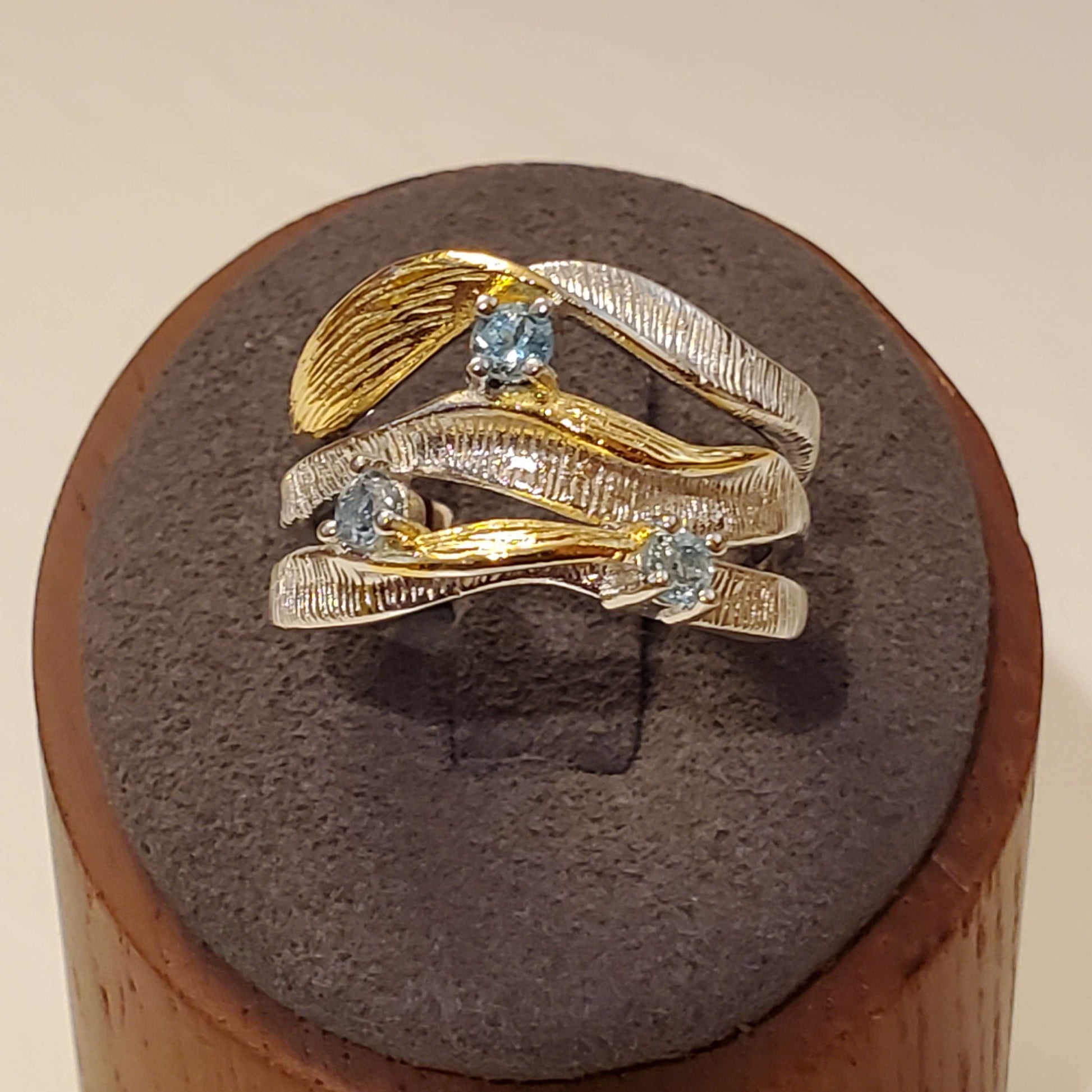 Natural Sparkling Swiss Blue Topaz Gemstone Ring Sterling Silver  image 1