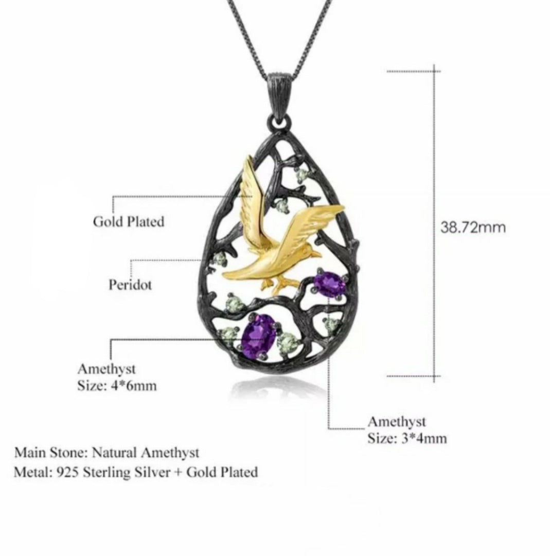 Luximina Purple Amethyst Gemstone Gold Plated Bird Nest Sterling Silver  image 6
