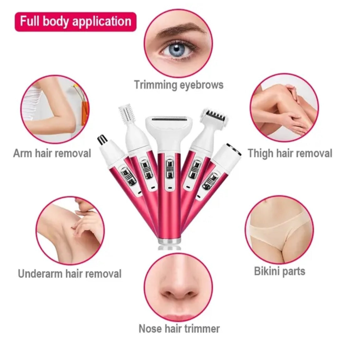 Women Electric Razor, Cordless 5-in-1 Rechargeable Bikini Trimmer Hair Remover image 1