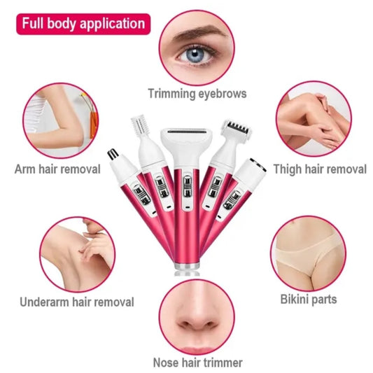Women Electric Razor, Cordless 5-in-1 Rechargeable Bikini Trimmer Hair Remover image 1
