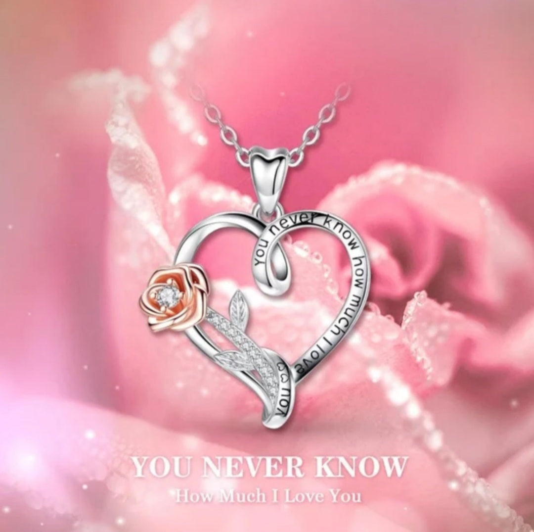 Lab Grown 'Mom' White Topaz Heart Pendant Necklace Gift Sterling Silver  image 1