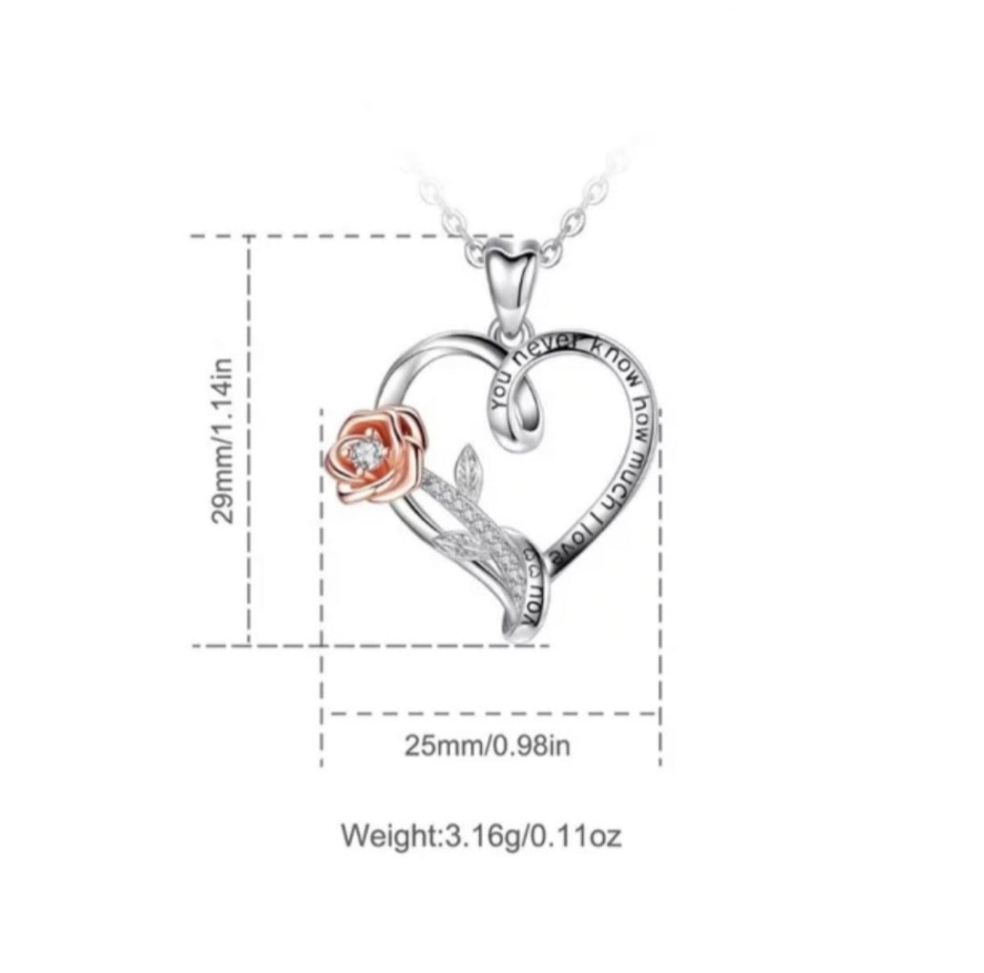 Lab Grown 'Mom' White Topaz Heart Pendant Necklace Gift Sterling Silver  image 6
