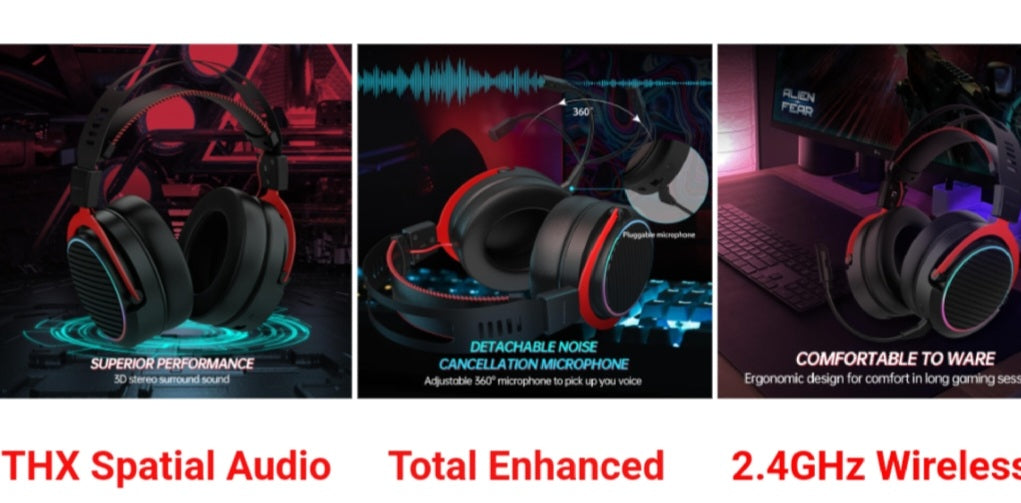 Gaming Headset 2.4G Wireless+Wired 3.5mm Headphone 3D Adjustable  image 6