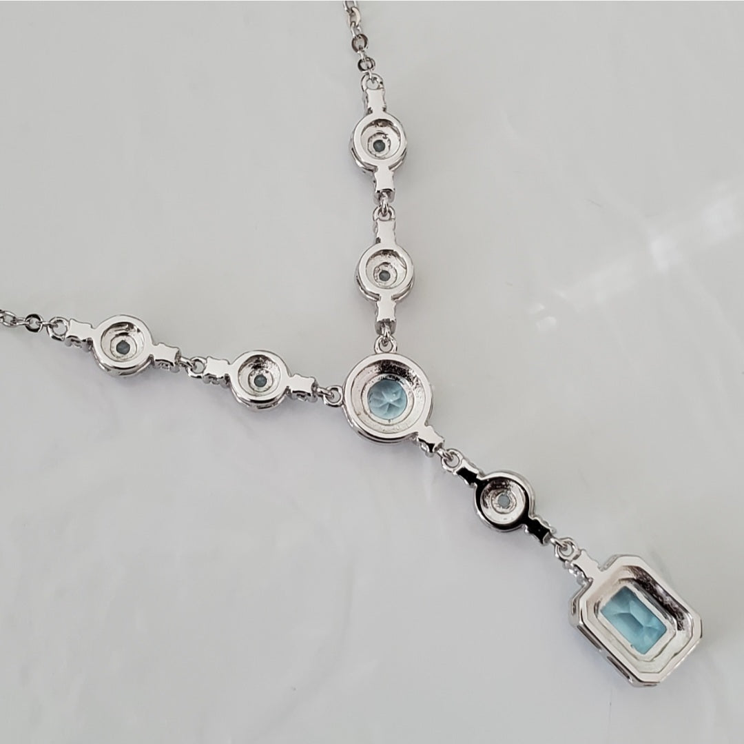 Natural Gemstone Diamond Accents White Gold Wedding Necklace Sterling Silver image 6