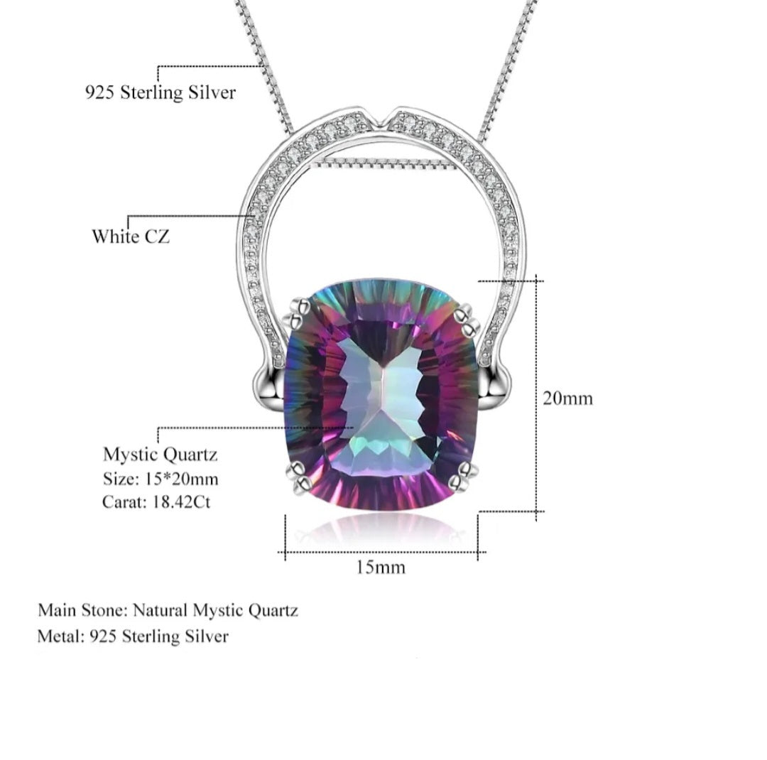 Luximina Rainbow Mystic Quartz Gemstone Necklace Ring Sterling Silver  image 5