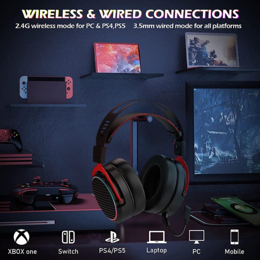 Gaming Headset 2.4G Wireless+Wired 3.5mm Headphone 3D Adjustable  image 7
