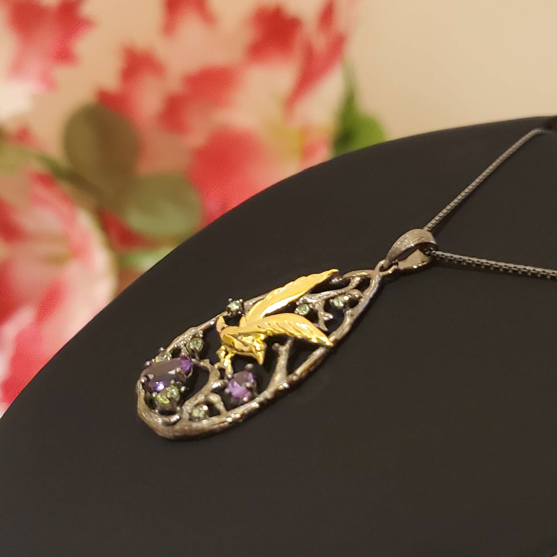 Luximina Purple Amethyst Gemstone Gold Plated Bird Nest Sterling Silver  image 4