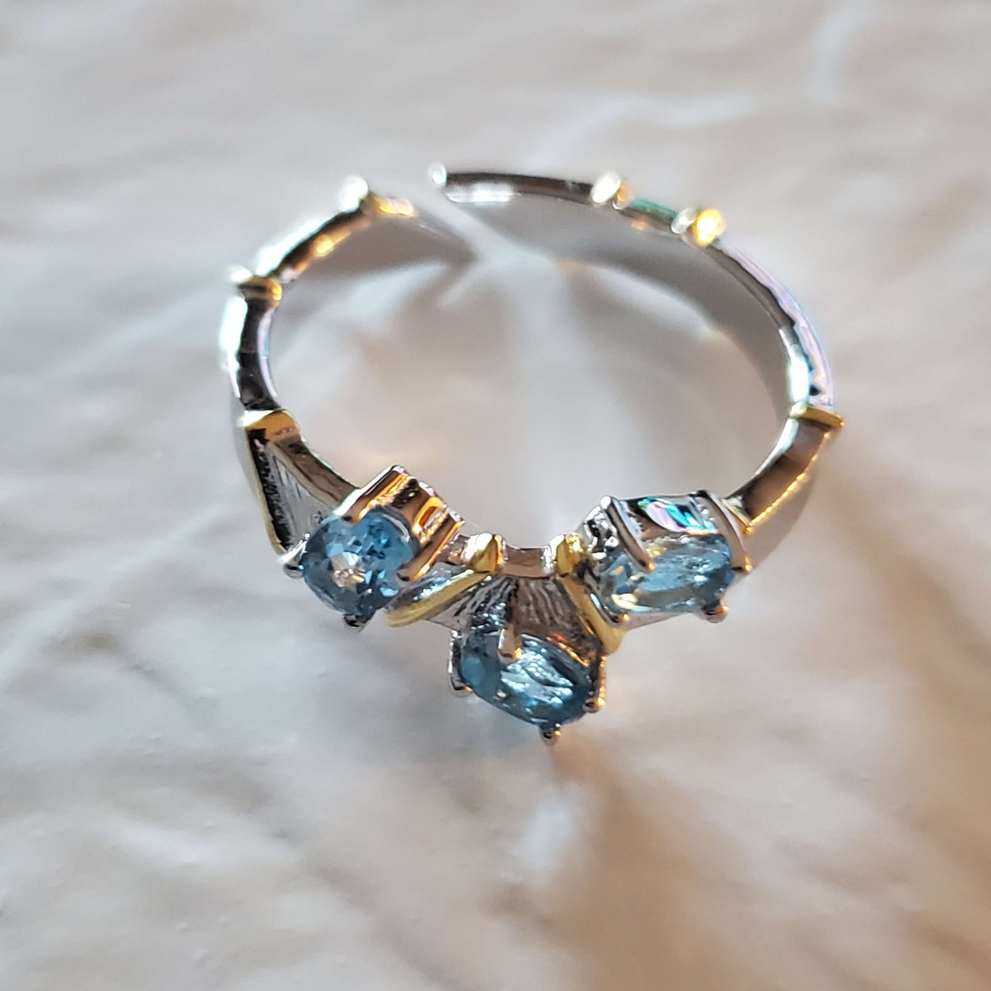 Luximina Swiss Blue Topaz Elegant Ring Adjustable Sterling Silver  image 3