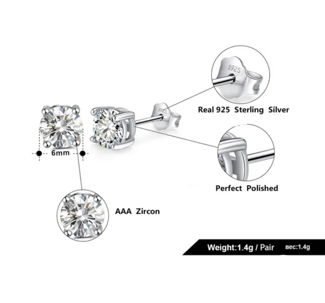 Sparkling Cubic Birthstone Stud Earrings Sterling Silver  image 6