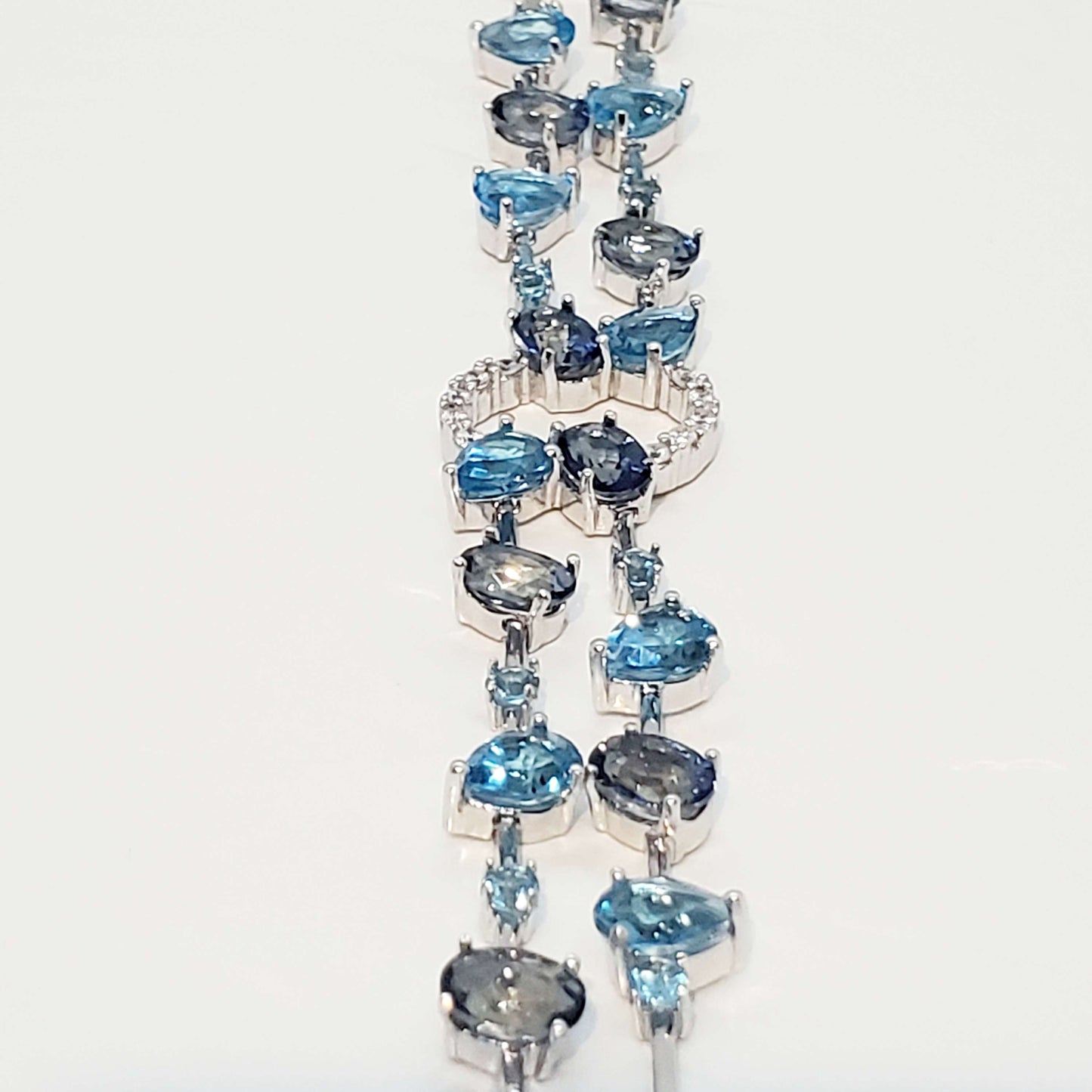 Sterling Silver Natural Amethyst, Sky Blue Topaz Gemstone Bracelet  image 5