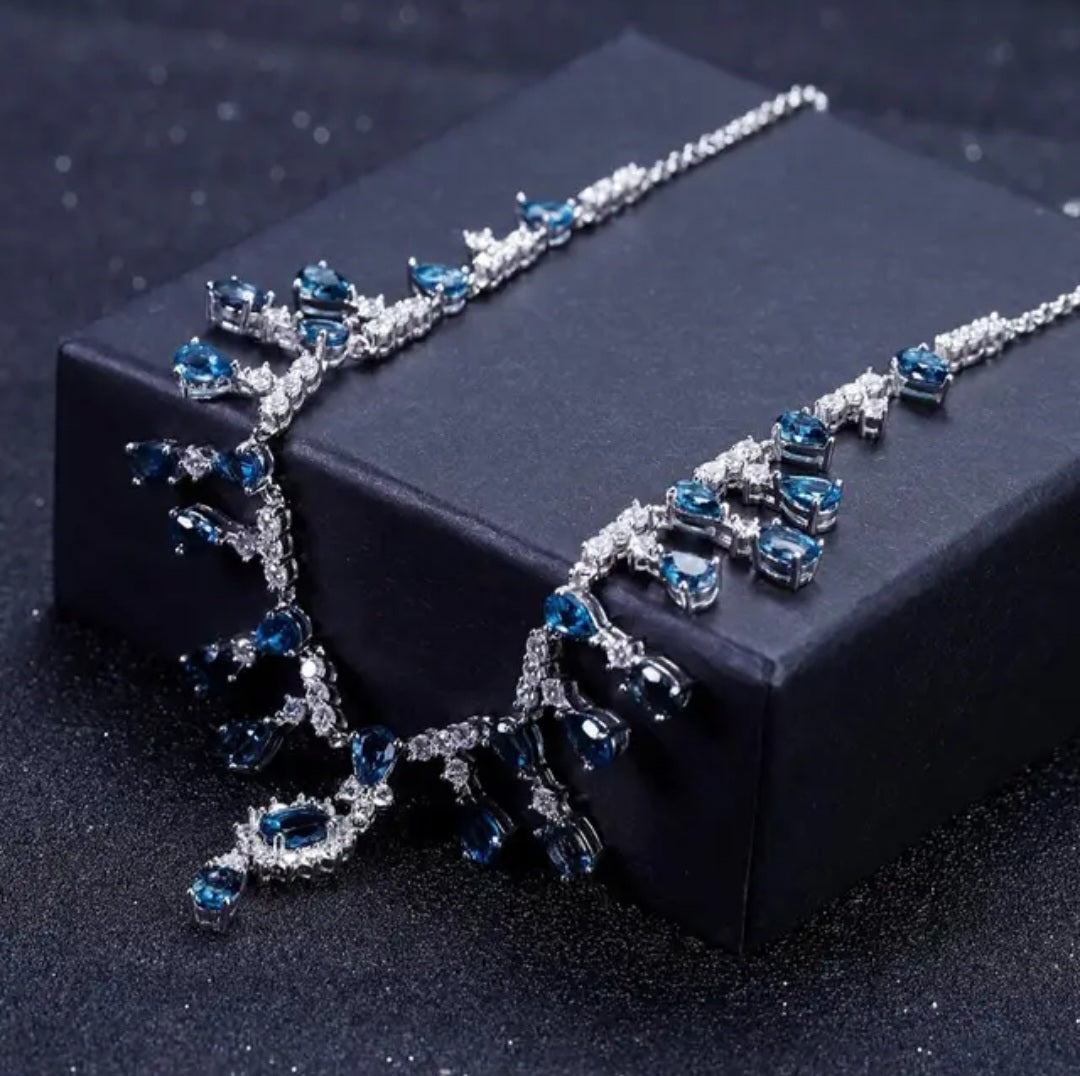 Luximina Luxury London Blue Topaz Diamond Accents Necklace Sterling Silver image 4