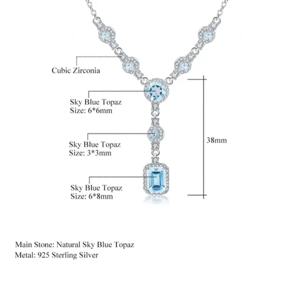 Natural Gemstone Diamond Accents White Gold Wedding Necklace Sterling Silver image 8