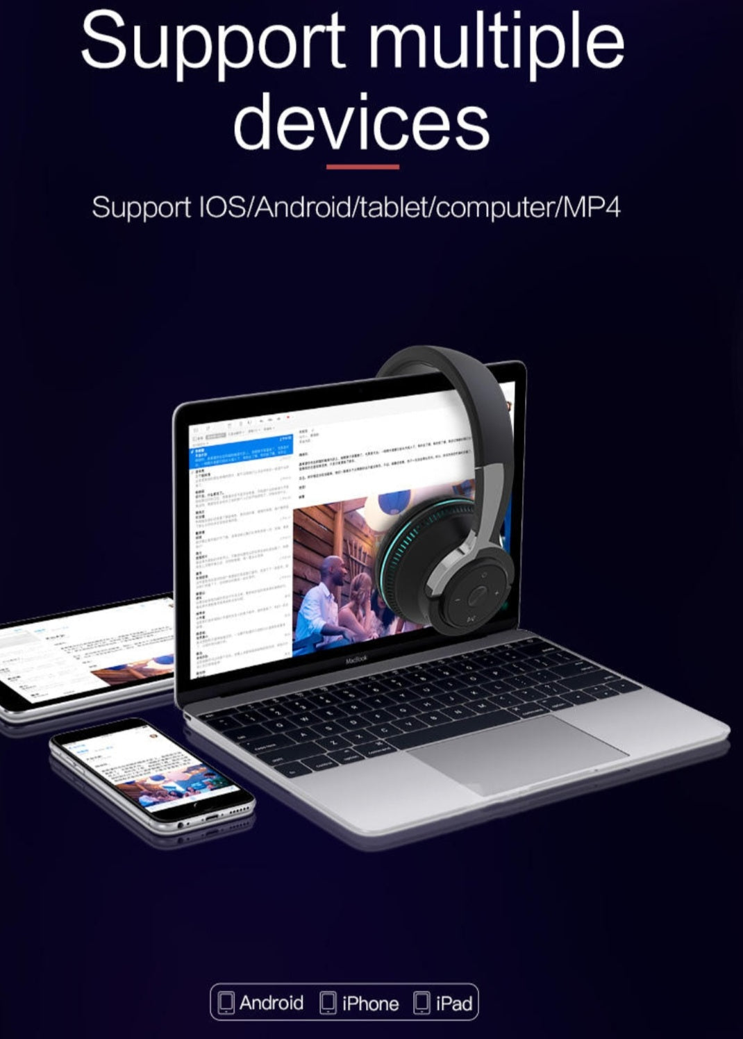 H2 Bluetooth Headphone Wireless Headset Hifi Sound image 5