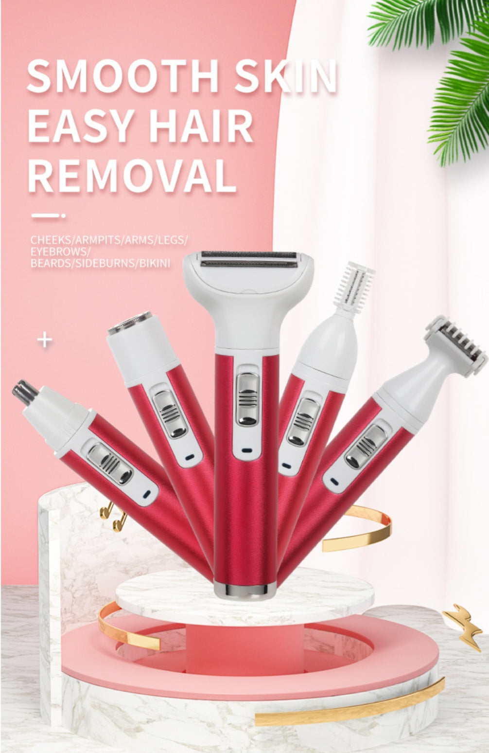 Women Electric Razor, Cordless 5-in-1 Rechargeable Bikini Trimmer Hair Remover image 5