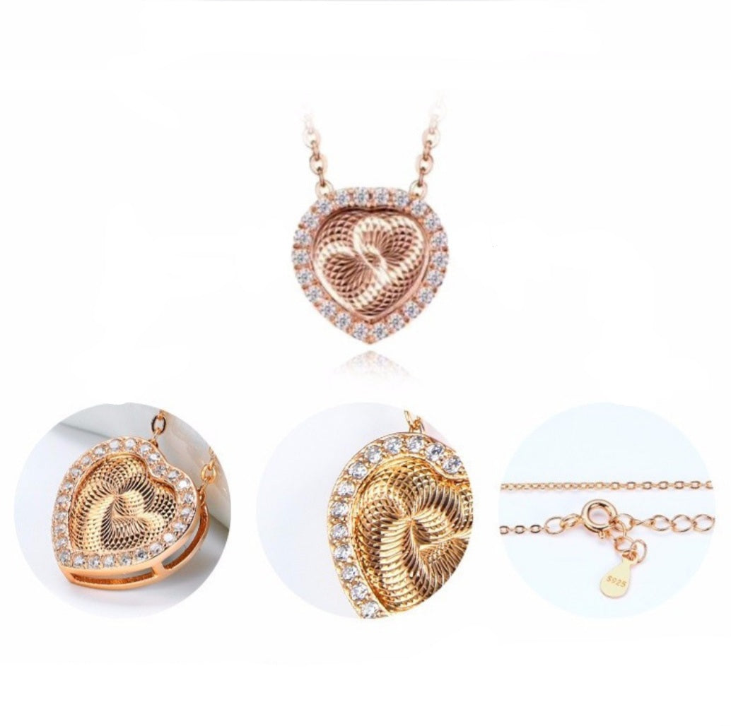 3D Heart Pendant Necklace CZ Diamond Accents Sterling Silver  image 5