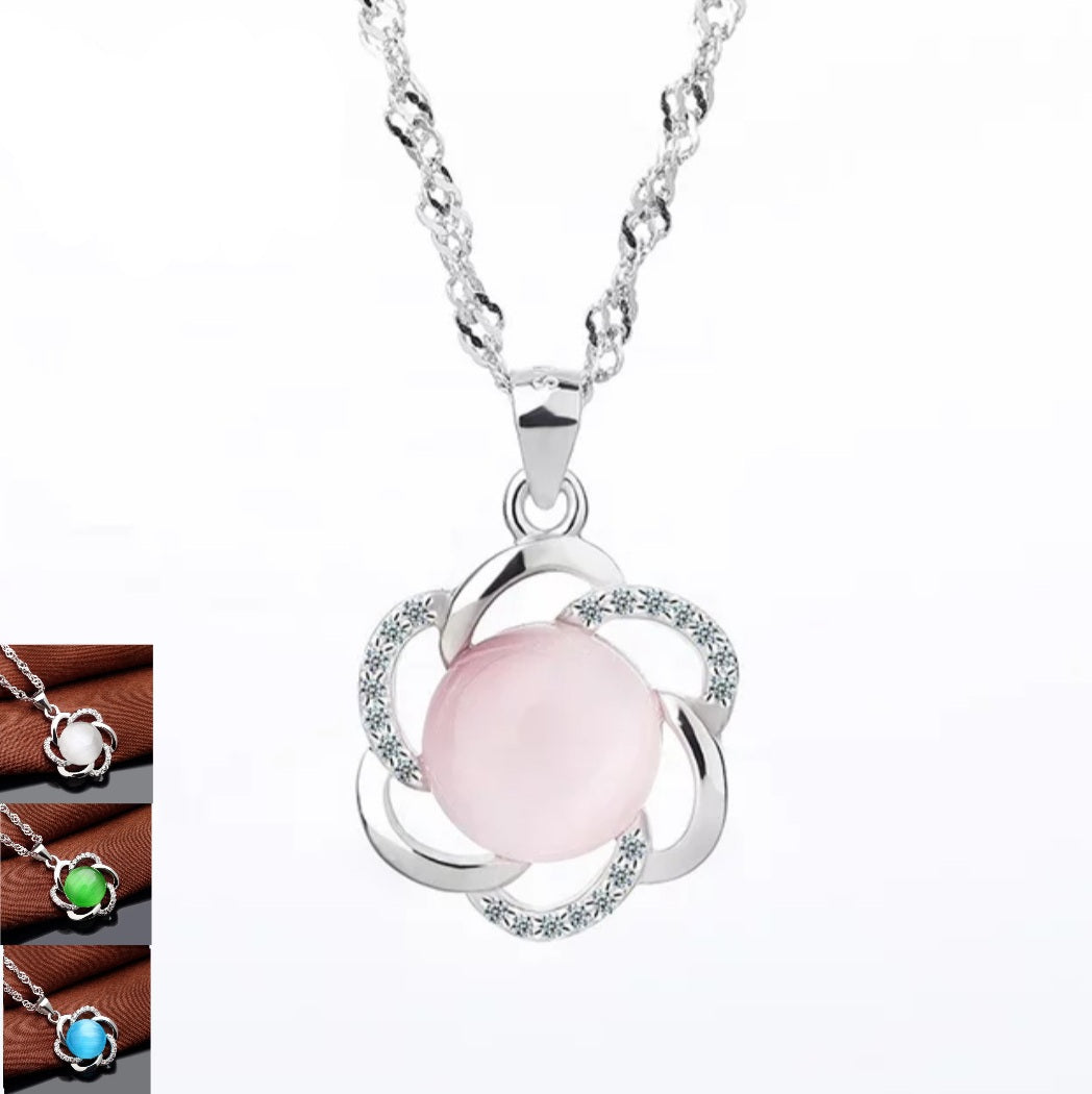 Opal Windmill Pendant Necklace Sterling Silver

