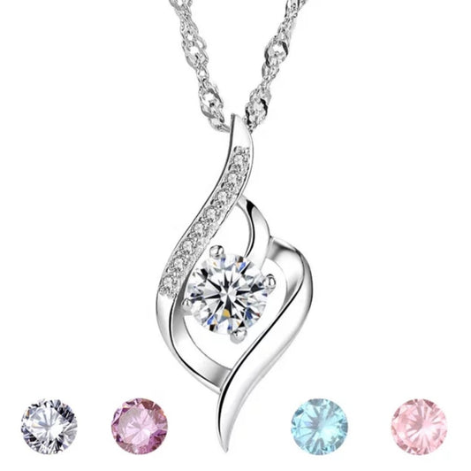Natural Diamond Cut CZ Gemstone Necklace Sterling Silver 