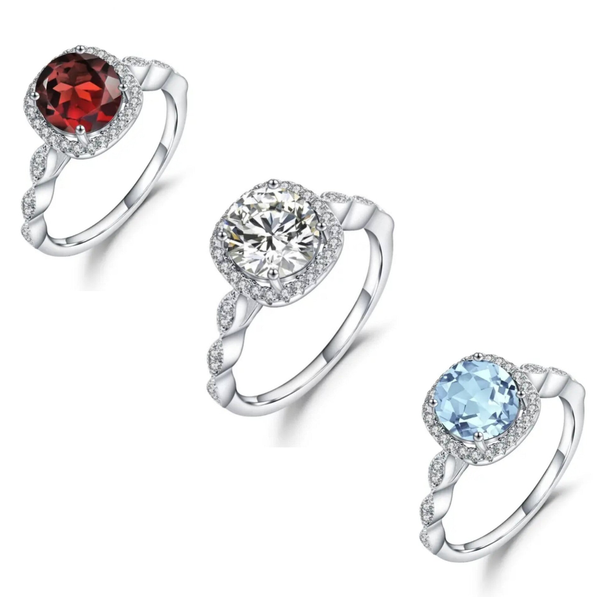 Sterling Silver Romantic Engagement Ring Gift