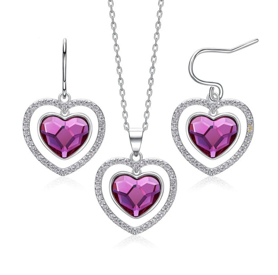 Swarovski Heart of The Ocean Love you Forever Necklace Sterling Silver 