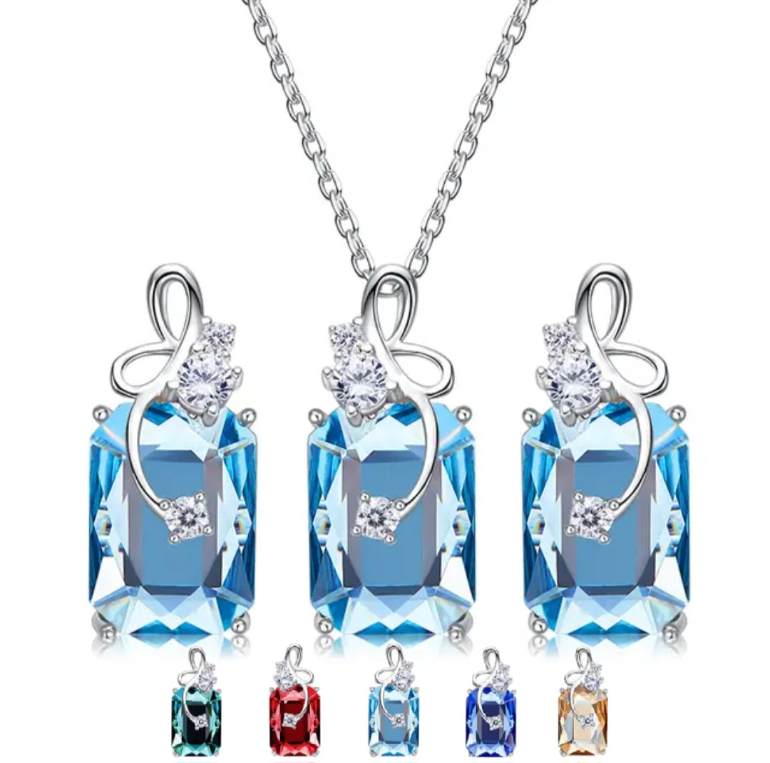 Elegant Swarovski White Gold Jewelry Set Sterling Silver 