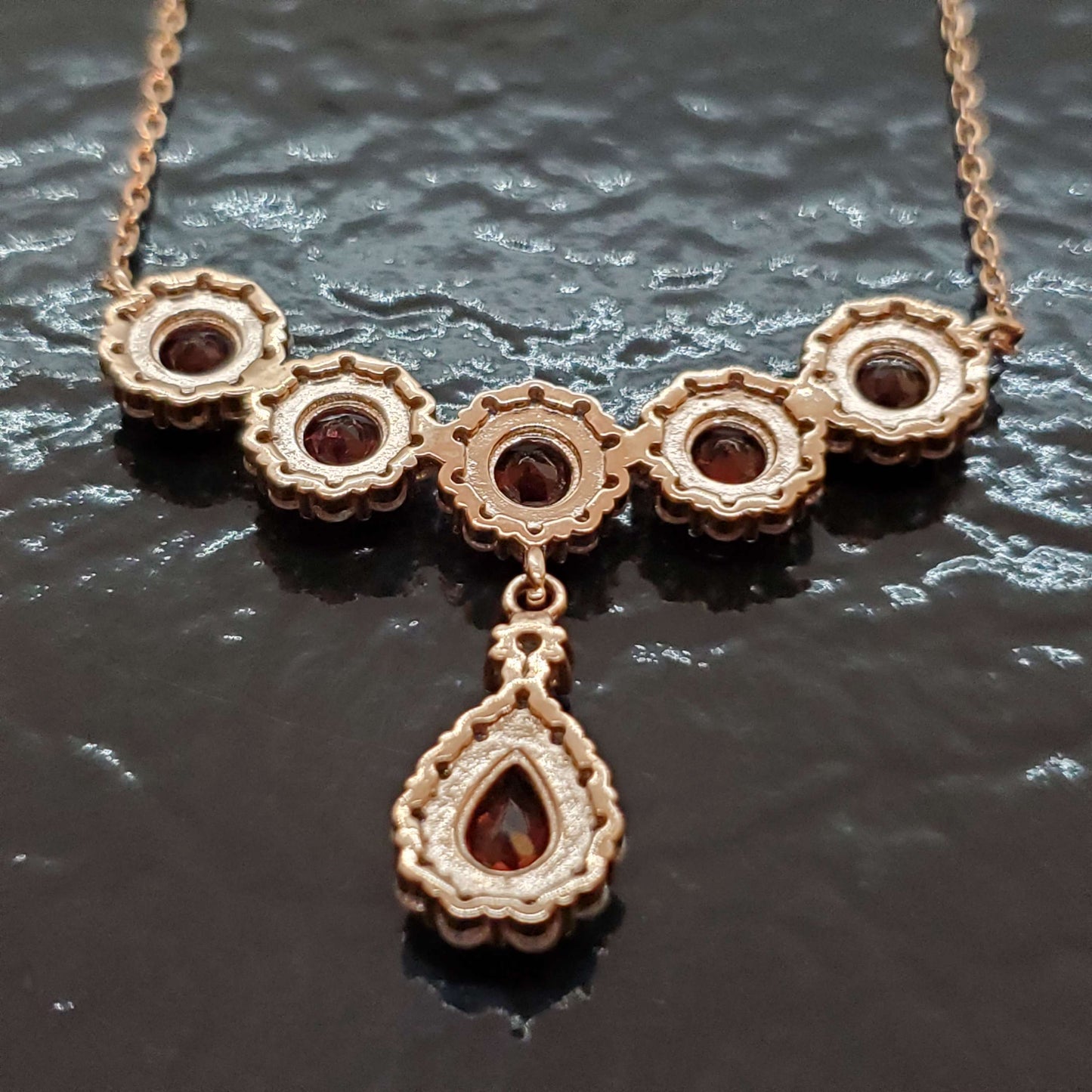 Sterling Silver Red Garnet Peardrop Bridal Necklace image 4