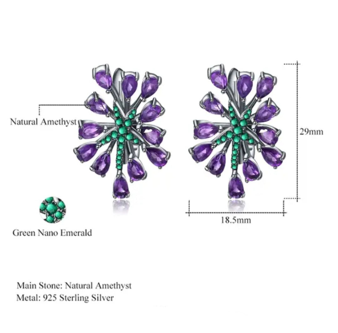 Beautiful Purple Amethyst Gemstone Earring Sterling silver  image 5