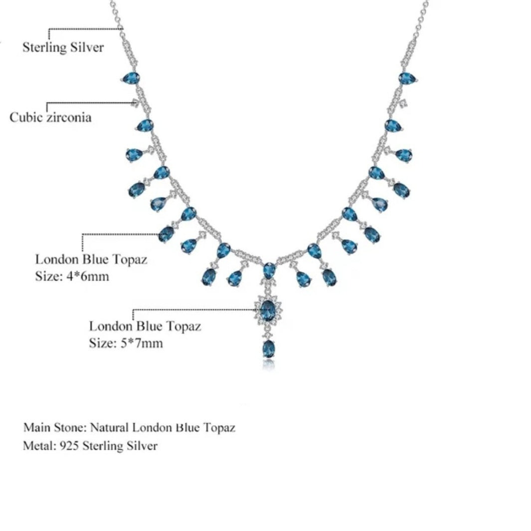 Luximina Luxury London Blue Topaz Diamond Accents Necklace Sterling Silver image 5