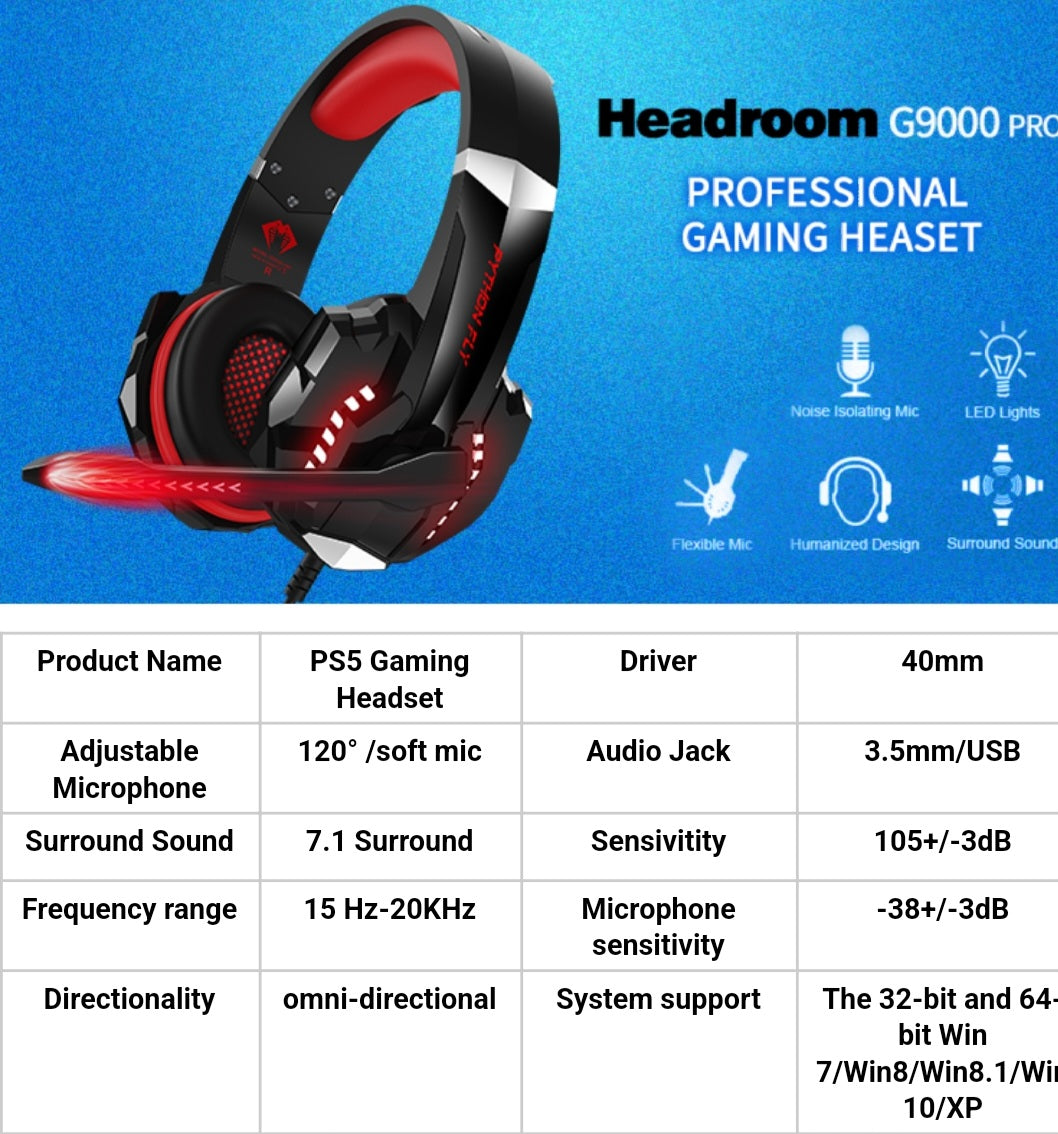 G9000 Pro Gaming Headphones 7.1 Surround Sound Noise Canceling Mic image 11