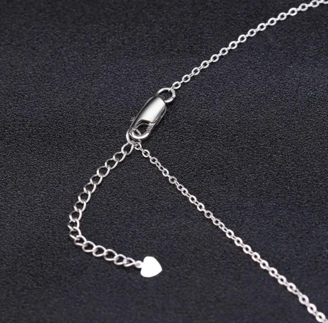 Natural Gemstone Diamond Accents White Gold Wedding Necklace Sterling Silver image 5