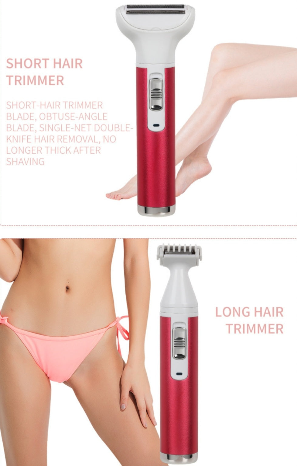 Women Electric Razor, Cordless 5-in-1 Rechargeable Bikini Trimmer Hair Remover image 7