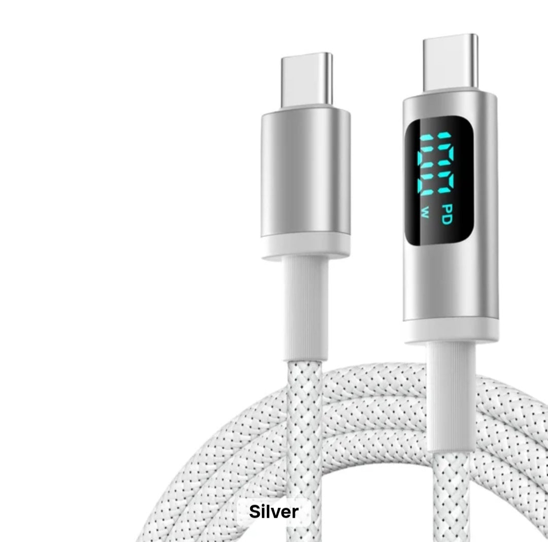100W 5A Fast Charging USB Cable 3.94ft  with Led Display Data Cable Type C