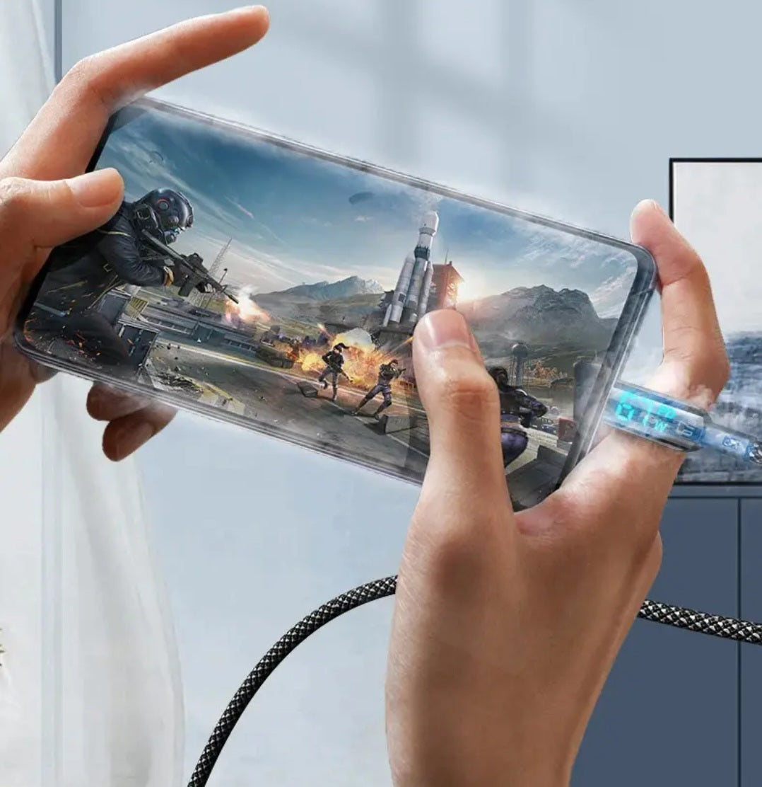 100W 5A Fast Charging USB Cable 3.94ft  with Led Display Data Cable Type C