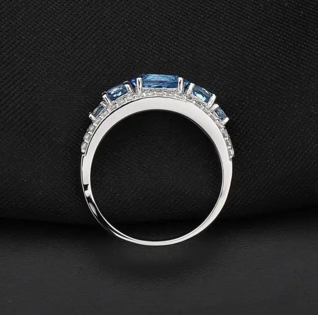 Luximina Swiss Blue Topaz Diamond Accents Sterling Silver  image 2