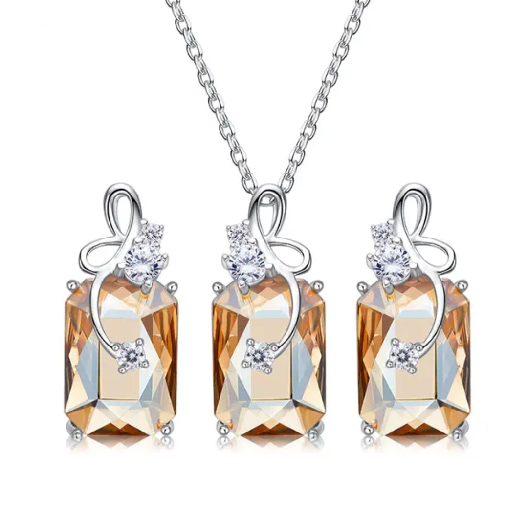 Elegant Swarovski White Gold Jewelry Set Sterling Silver  image 1