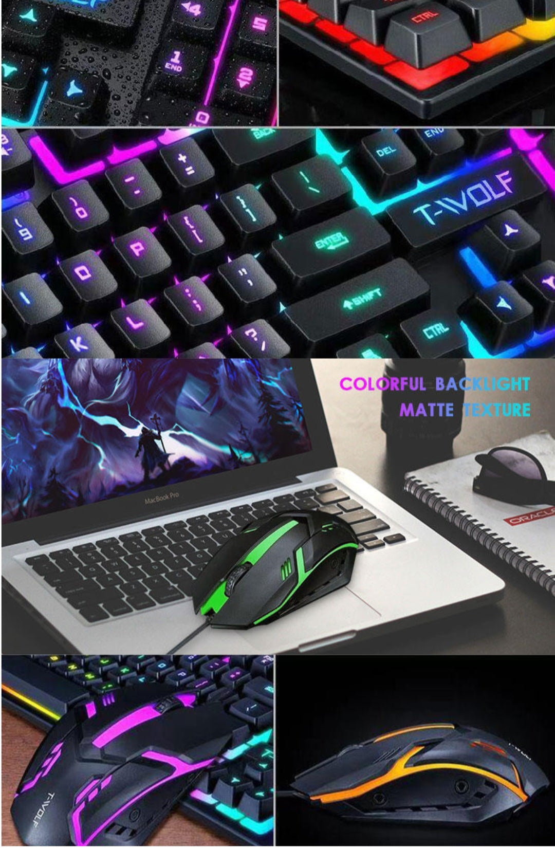 Gaming Keyboard Mouse USB Wired Backlight Keyboard Set image 4