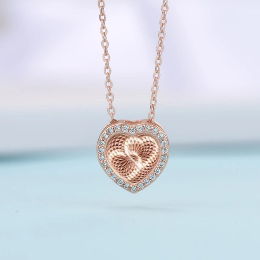 3D Heart Pendant Necklace CZ Diamond Accents Sterling Silver  image 4