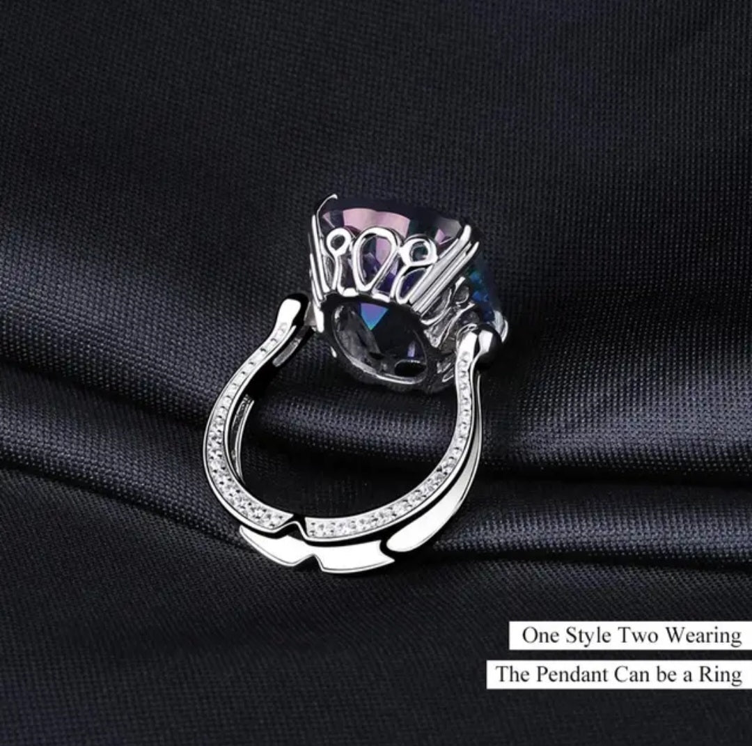 Luximina Rainbow Mystic Quartz Gemstone Necklace Ring Sterling Silver  image 3