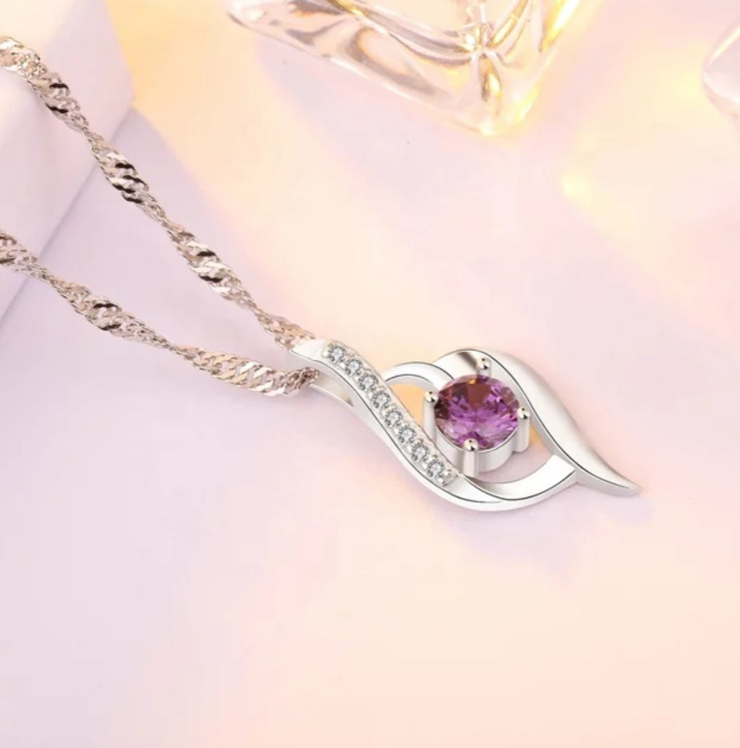 Natural Diamond Cut CZ Gemstone Necklace Sterling Silver  image 2