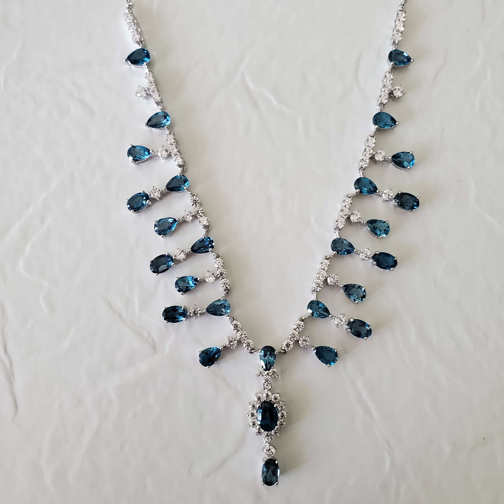 Luximina Luxury London Blue Topaz Diamond Accents Necklace Sterling Silver image 3