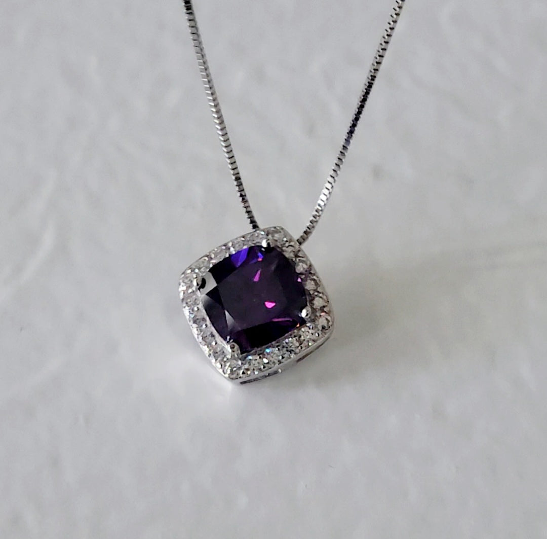 Elegant Purple Rhinestone Diamond Accents Jewelry Set image 1