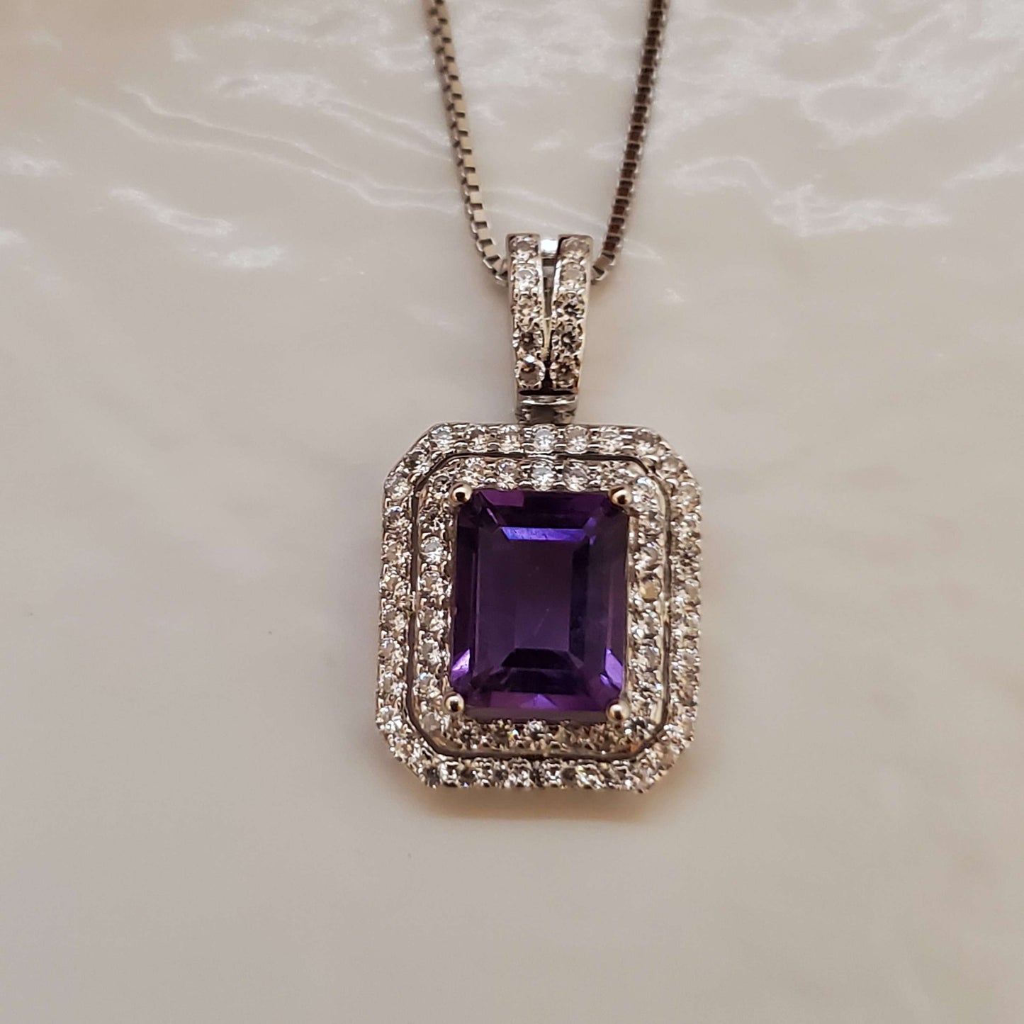 Luximina Purple Amethyst & Lolite Mystic Quartz Diamond Accent Pendant Necklace  image 2