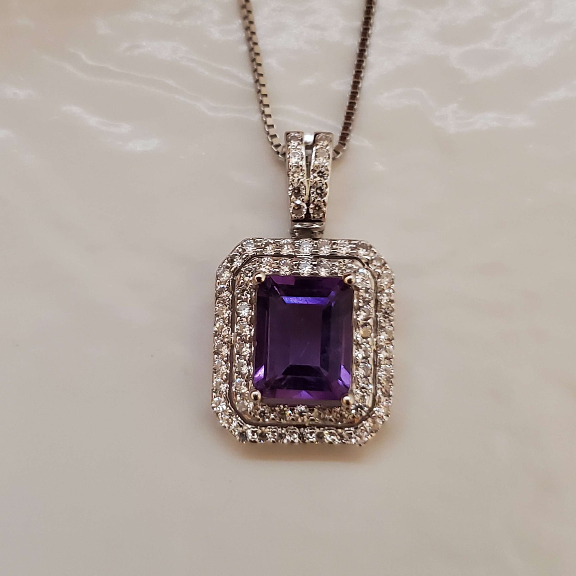 Luximina Purple Amethyst & Lolite Mystic Quartz Diamond Accent Pendant Necklace  image 2