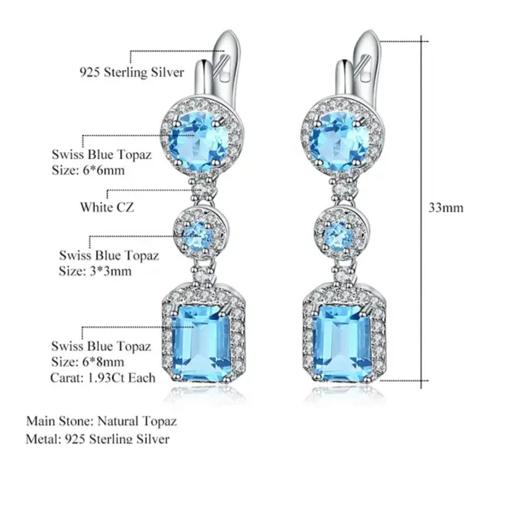 Elegant Diamond Accents Swiss Blue Topaz & Mystic Quartz Earring Sterling Silver image 6