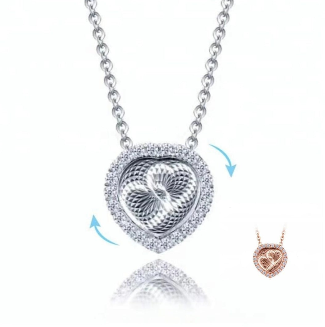 3D Heart Pendant Necklace CZ Diamond Accents Sterling Silver  image 0