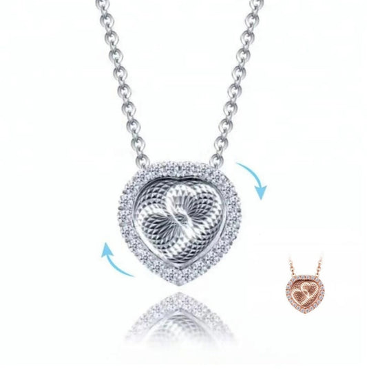 3D Heart Pendant Necklace CZ Diamond Accents Sterling Silver  image 0