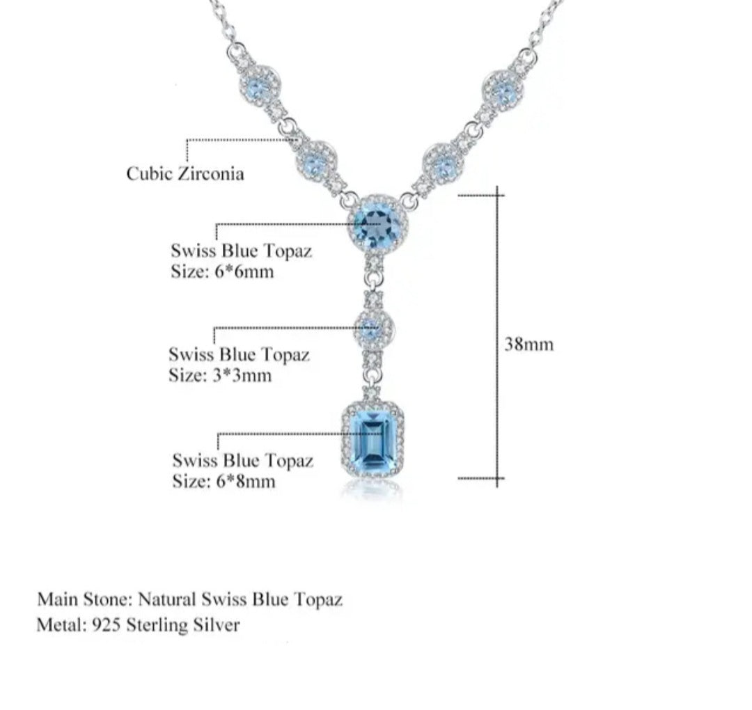Natural Gemstone Diamond Accents White Gold Wedding Necklace Sterling Silver image 7