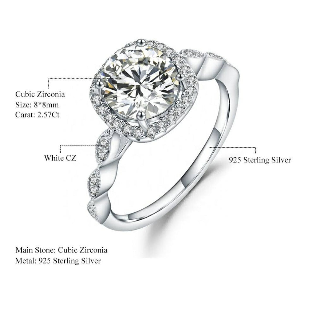 Sterling Silver Romantic Engagement Ring Gift image 8