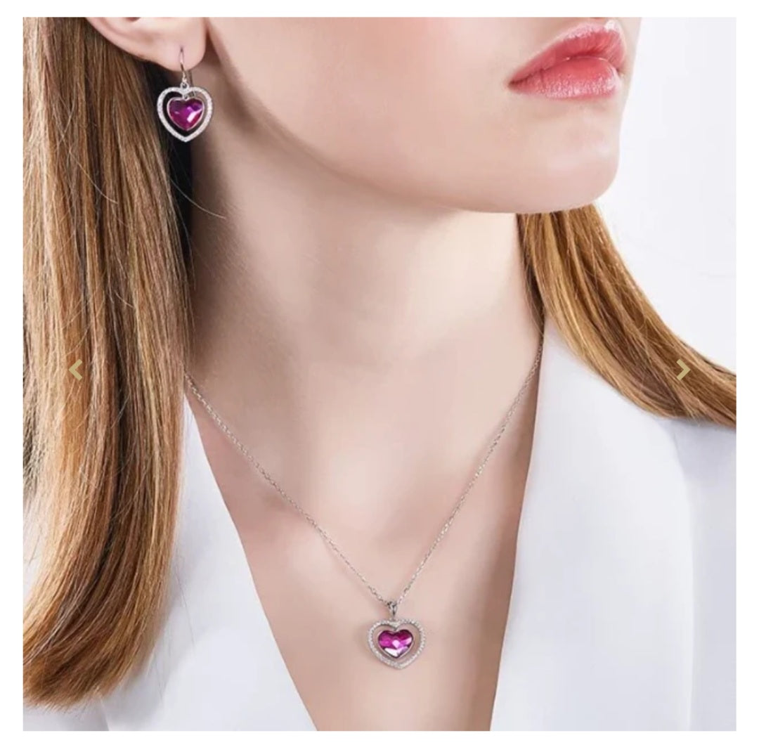 Swarovski Heart of The Ocean Love you Forever Necklace Sterling Silver  image 2