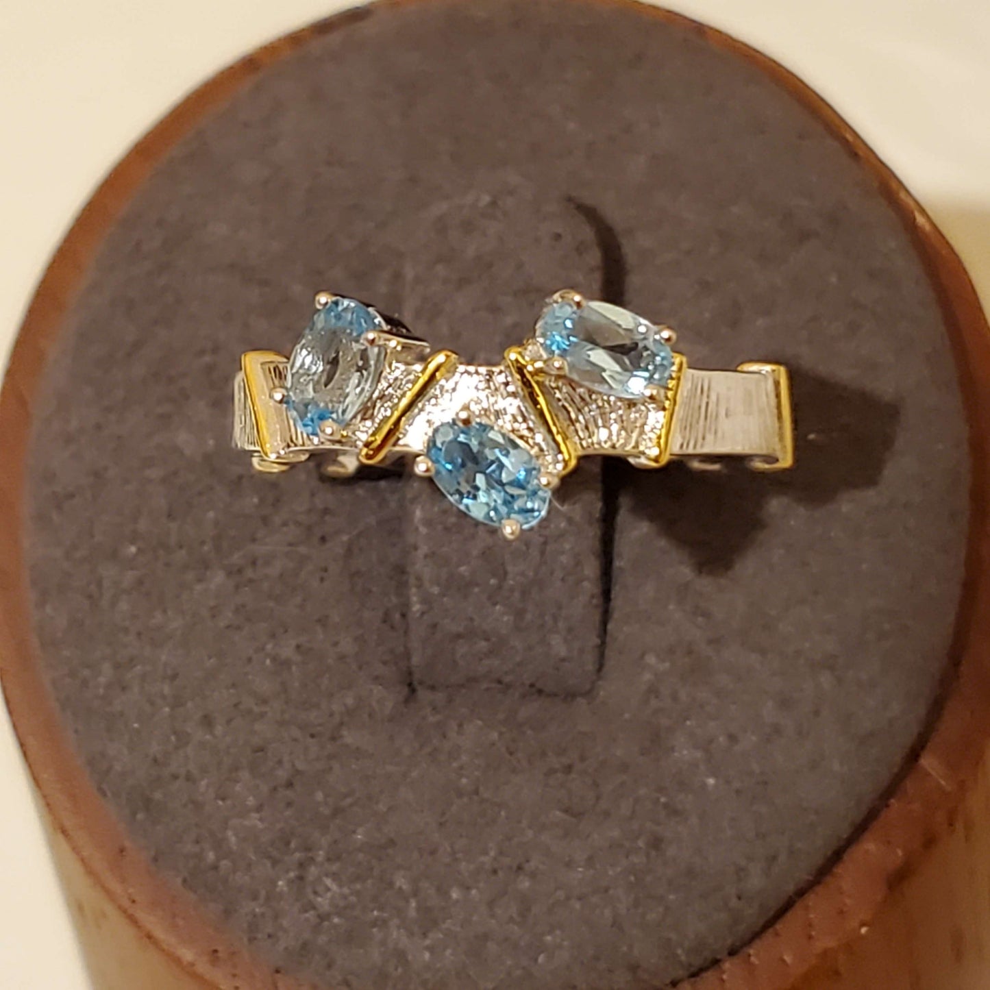 Luximina Swiss Blue Topaz Elegant Ring Adjustable Sterling Silver  image 2