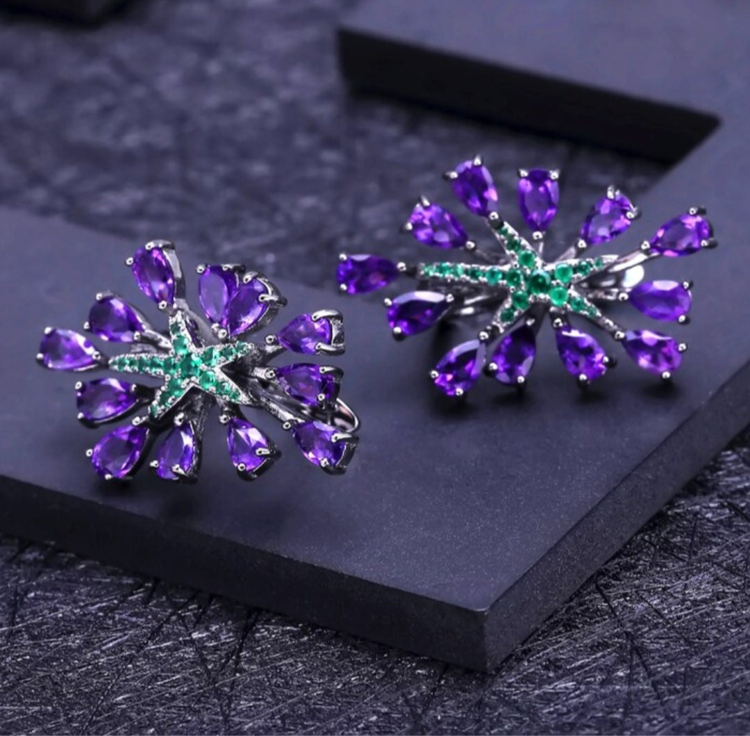 Beautiful Purple Amethyst Gemstone Earring Sterling silver  image 2